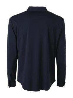 Solada Camicia da uomo a maniche lunghe in tessuto elasticizzato - blu scuro