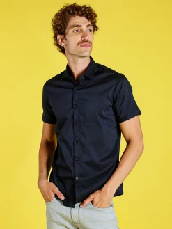 Solada Camicia da uomo a maniche corte - blu scuro