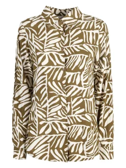 Solada Camicia donna a fantasia in misto cotone - oliva