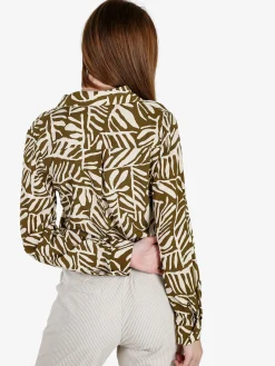 Solada Camicia donna a fantasia in misto cotone - oliva