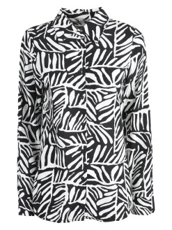 Solada Camicia donna a fantasia in misto cotone - nero