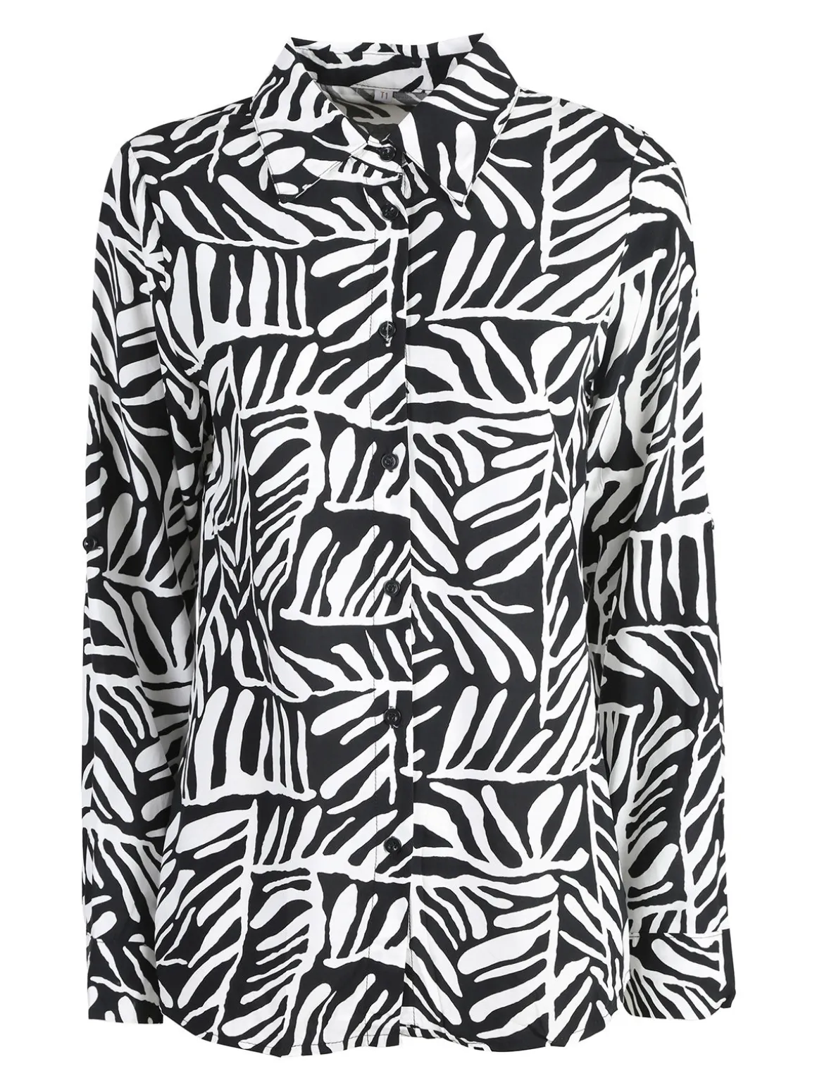 Solada Camicia donna a fantasia in misto cotone - nero