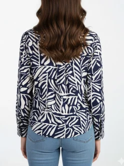 Solada Camicia donna a fantasia in misto cotone - blu scuro