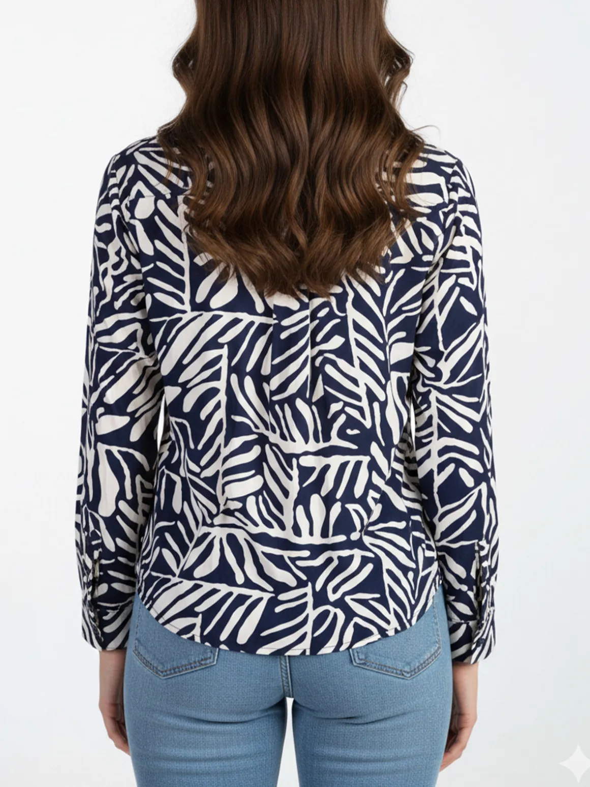 Solada Camicia donna a fantasia in misto cotone - blu scuro