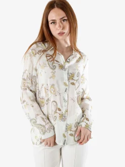 Solada Camicia donna a maniche lunghe con stampa - panna
