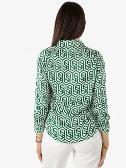 Solada Camicia donna a maniche lunghe con stampe - verde