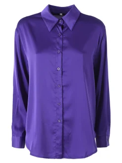 Solada Camicia donna a maniche lunghe in tessuto simil raso - viola