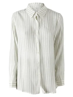 Solada Camicia donna a maniche lunghe con stampa a righe - panna
