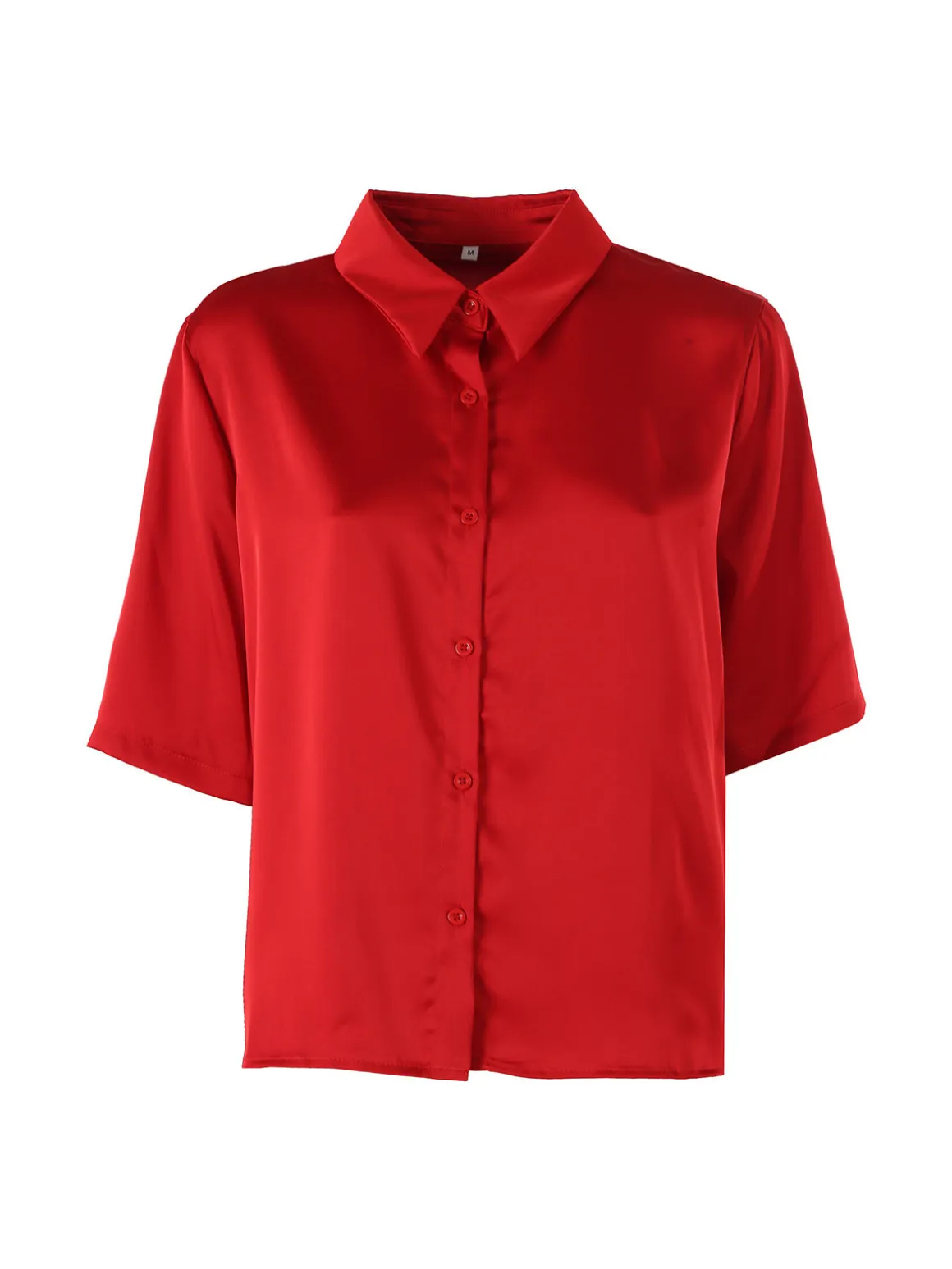 Solada Camicia donna a maniche corte effetto raso - rosso