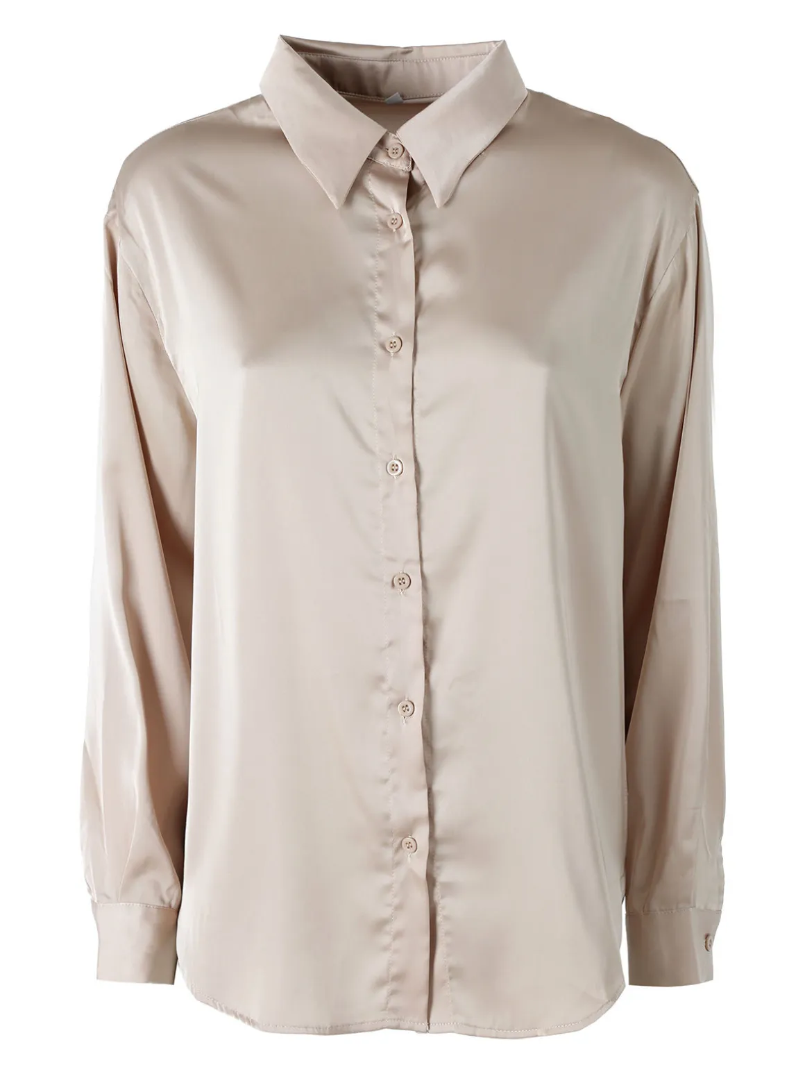 Solada Camicia donna a maniche lunghe in tessuto simil raso - beige