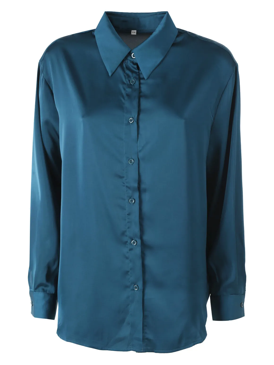 Solada Camicia donna a maniche lunghe in tessuto simil raso - ottanio