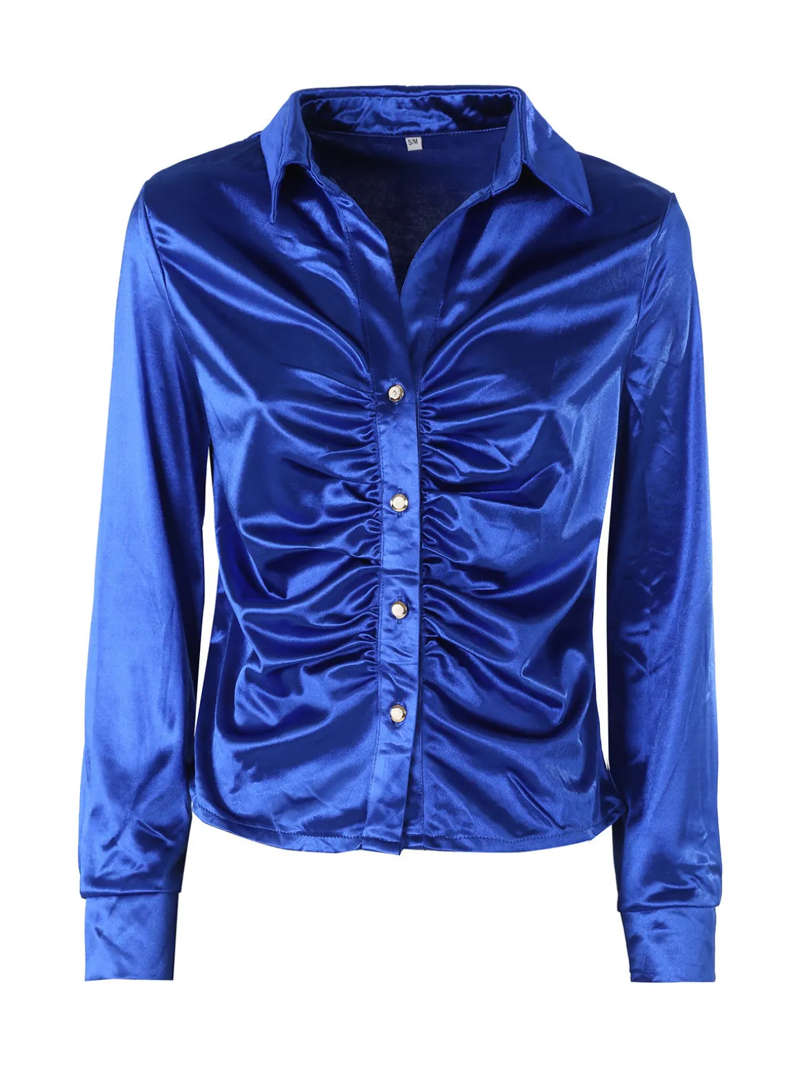 Solada Camicia donna a maniche lunghe effetto raso - bluette