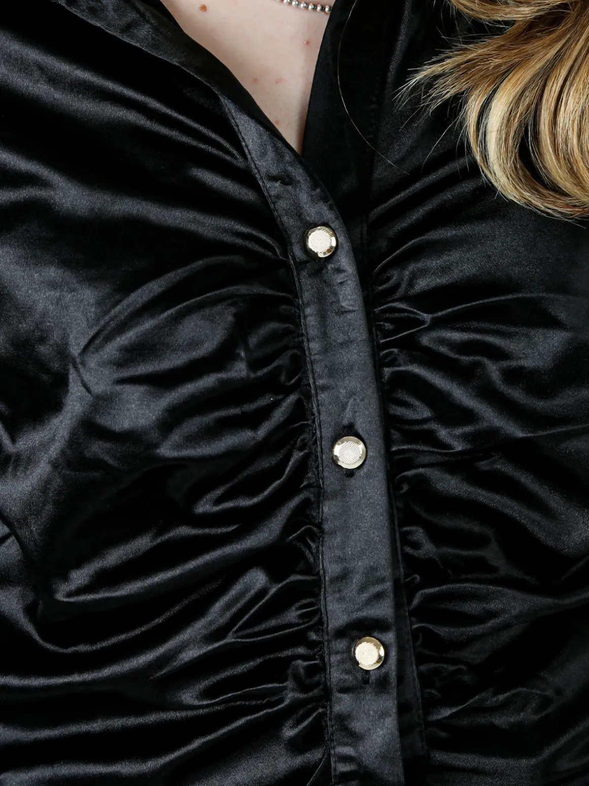 Solada Camicia donna a maniche lunghe effetto raso - nero