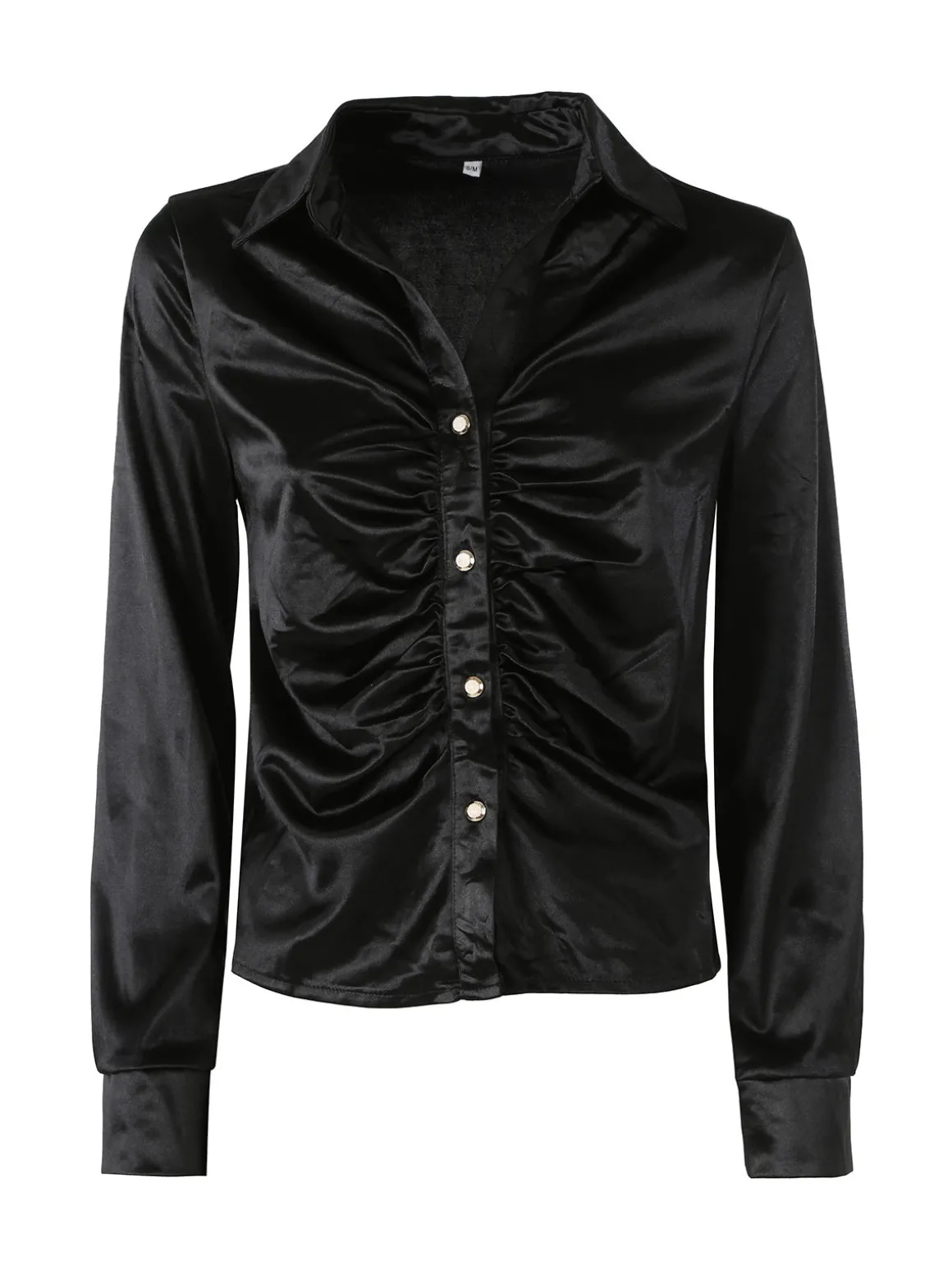 Solada Camicia donna a maniche lunghe effetto raso - nero