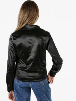 Solada Camicia donna a maniche lunghe effetto raso - nero