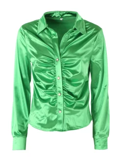 Solada Camicia donna a maniche lunghe effetto raso - verde