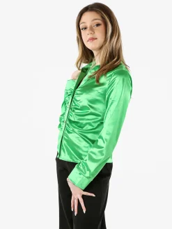 Solada Camicia donna a maniche lunghe effetto raso - verde