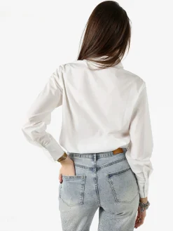 Solada Camicia donna a maniche lunghe in misto cotone - bianco