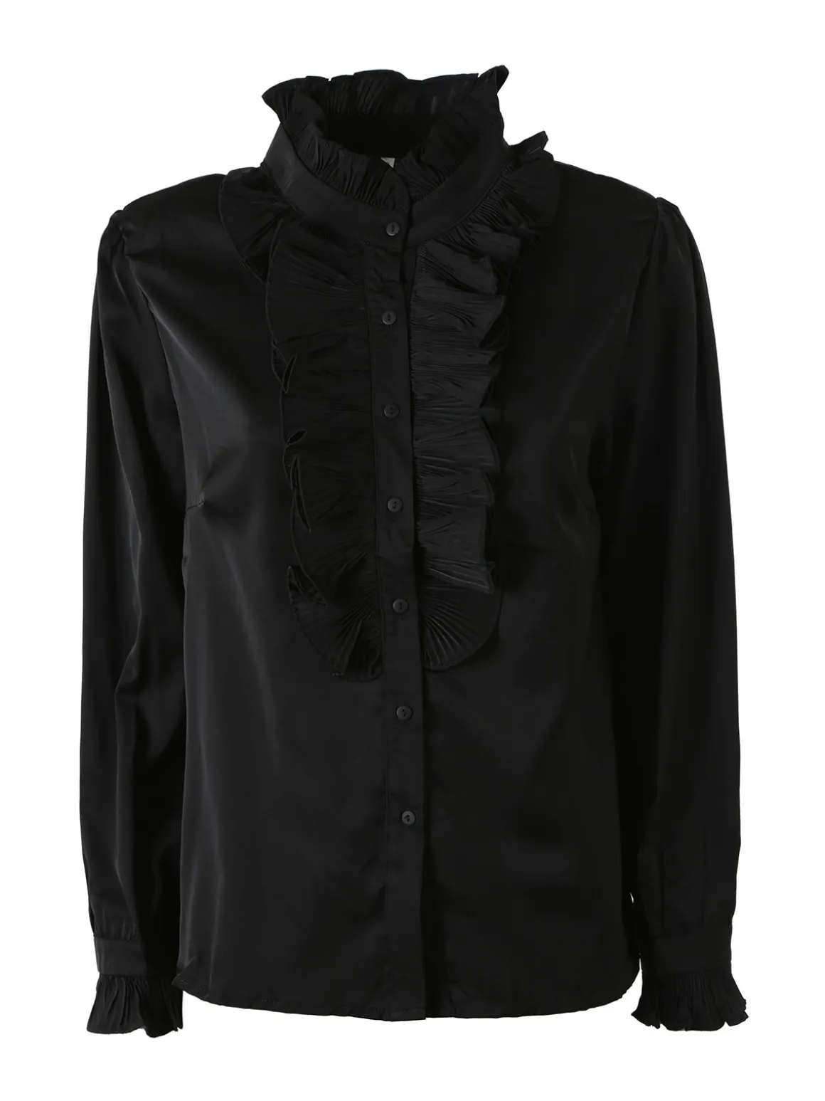 Solada Camicia donna a maniche lunghe con rouches - nero