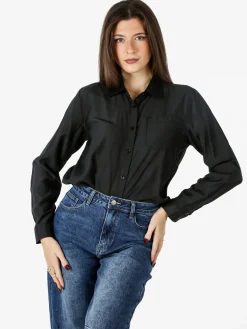 Solada Camicia donna a maniche lunghe in misto cotone - nero