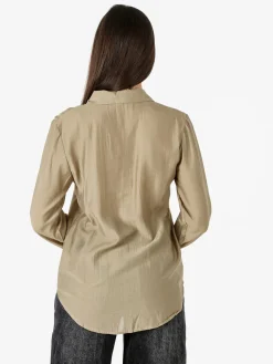 Solada Camicia donna a maniche lunghe in misto cotone - sabbia