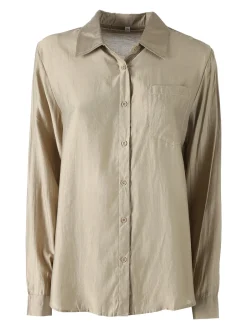 Solada Camicia donna a maniche lunghe in misto cotone - sabbia