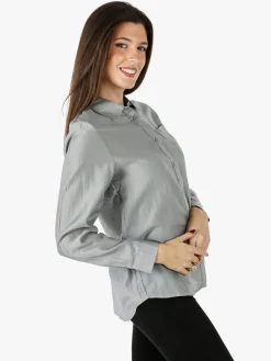 Solada Camicia donna a maniche lunghe in misto cotone - grigio