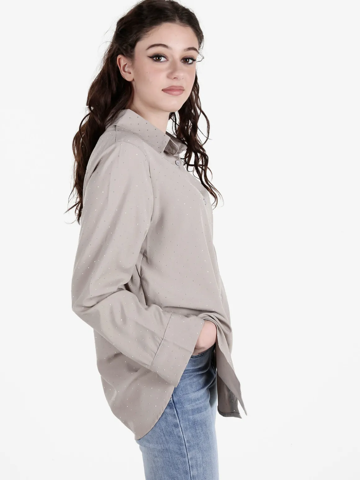 Solada Camicia donna a maniche lunghe con piccole borchie