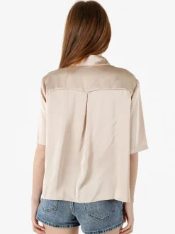 Solada Camicia donna a maniche corte effetto raso - beige