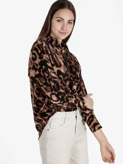 Solada Camicia donna animalier a maniche lunghe