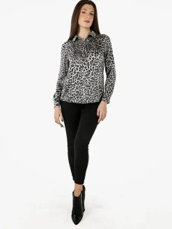 Solada Camicia donna animalier a maniche lunghe - grigio