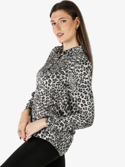 Solada Camicia donna animalier a maniche lunghe - grigio
