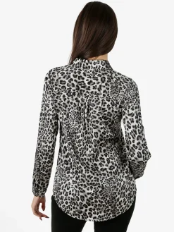Solada Camicia donna animalier a maniche lunghe - grigio