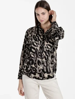 Solada Camicia donna animalier a maniche lunghe