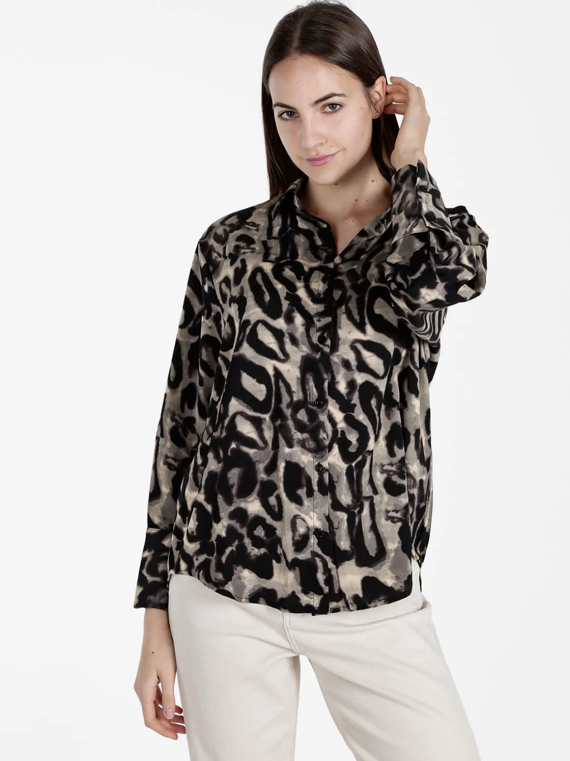 Solada Camicia donna animalier a maniche lunghe