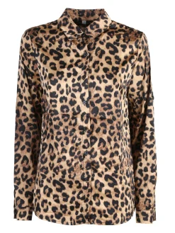 Solada Camicia donna animalier a maniche lunghe - cammello