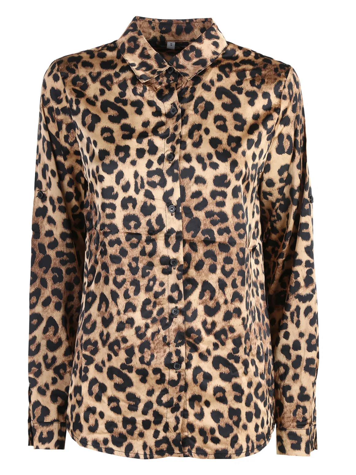 Solada Camicia donna animalier a maniche lunghe - cammello