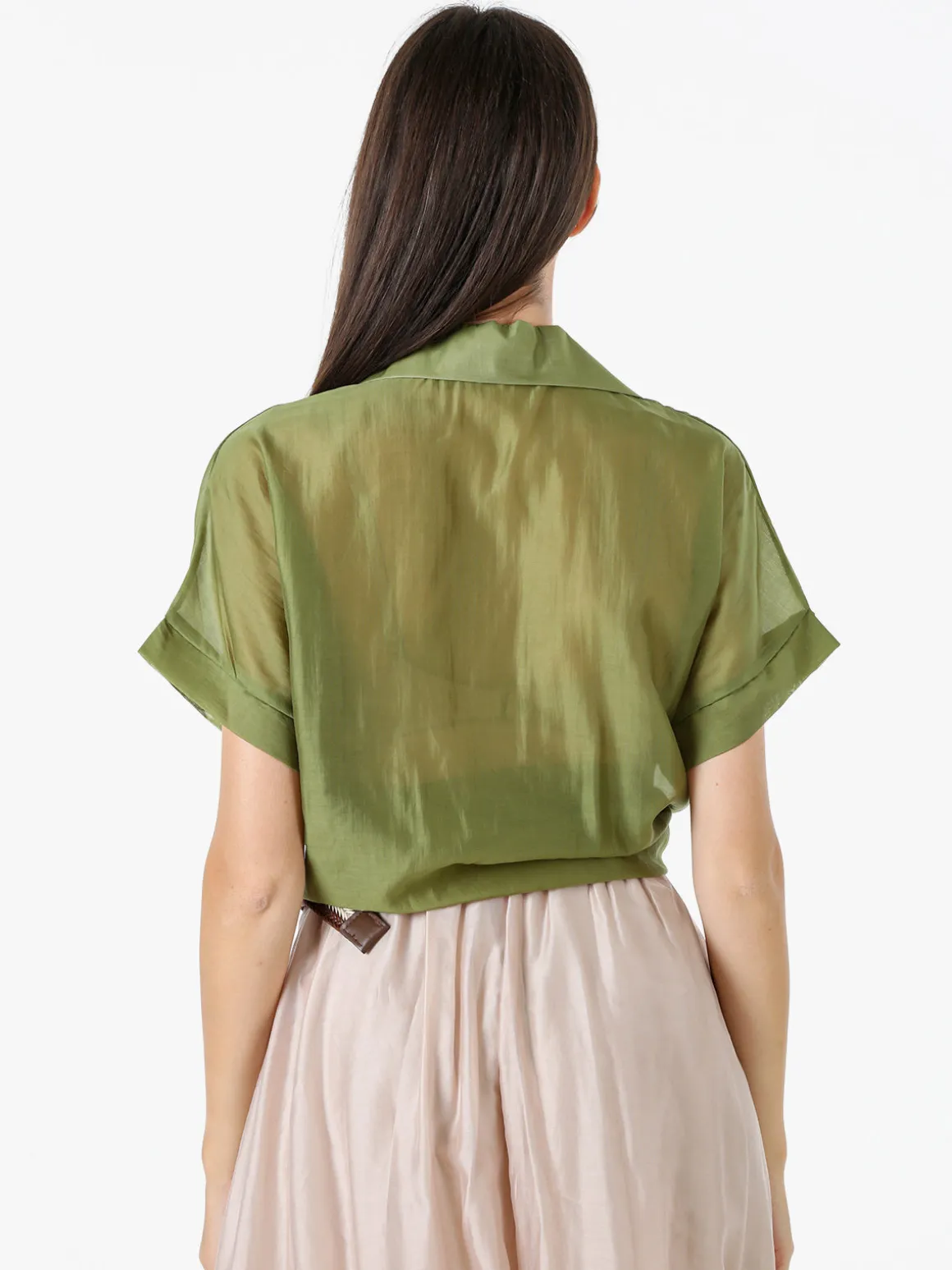 Solada Camicia donna annodata a maniche corte - verde