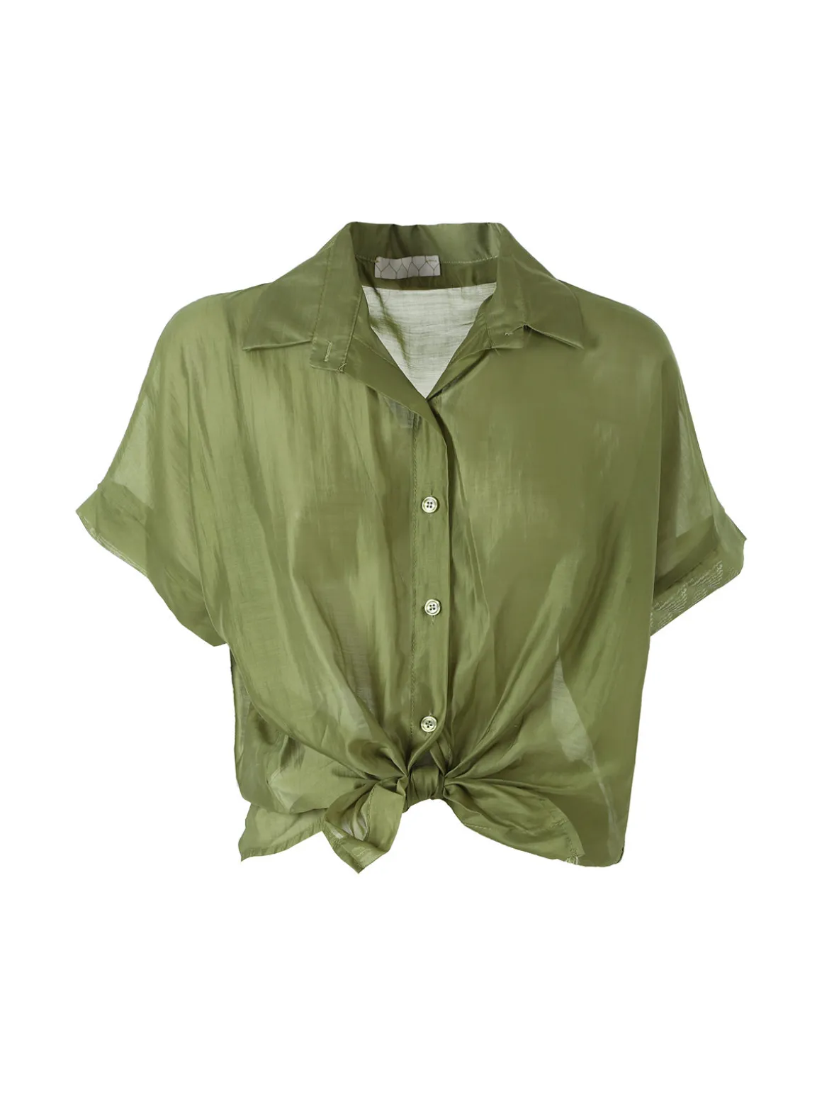 Solada Camicia donna annodata a maniche corte - verde