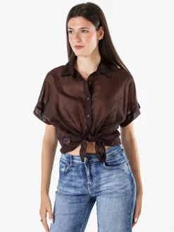 Solada Camicia donna annodata a maniche corte - moro