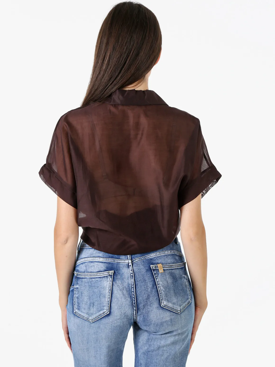 Solada Camicia donna annodata a maniche corte - moro