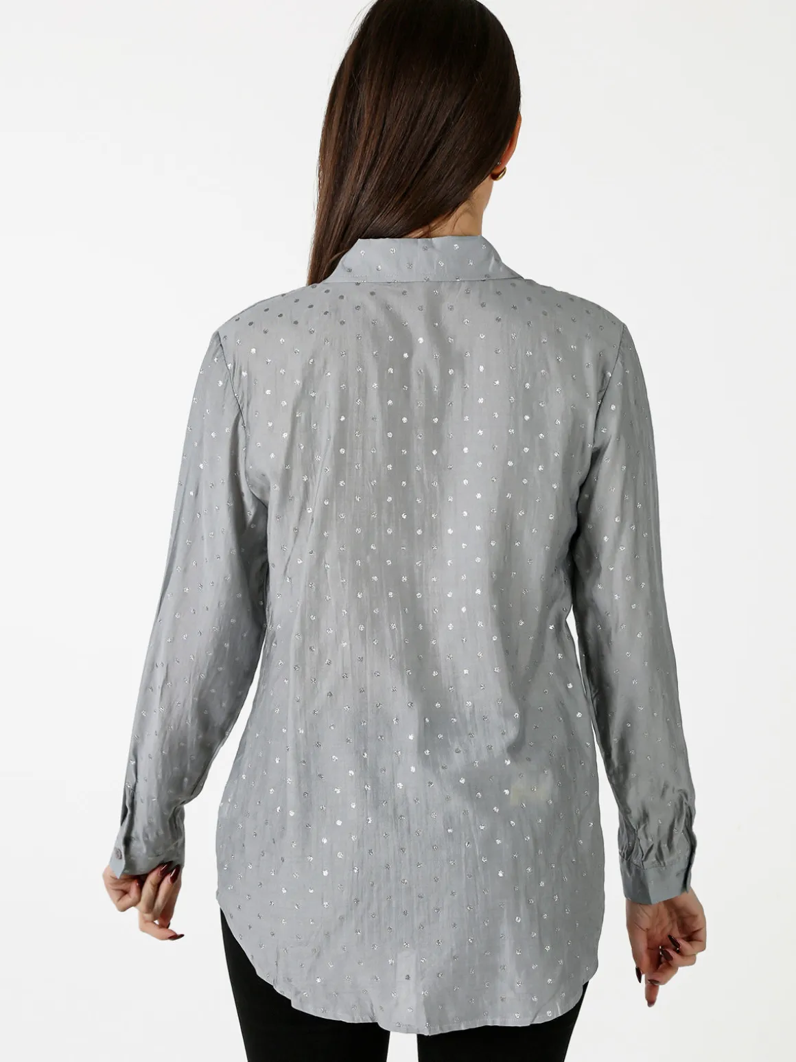 Solada Camicia donna a pois con taschino - grigio
