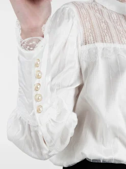 Solada Camicia donna con bottoni di perle e pizzo