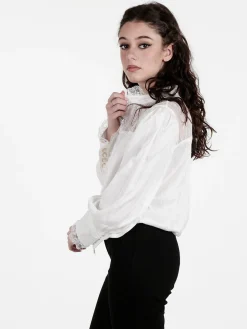 Solada Camicia donna con bottoni di perle e pizzo