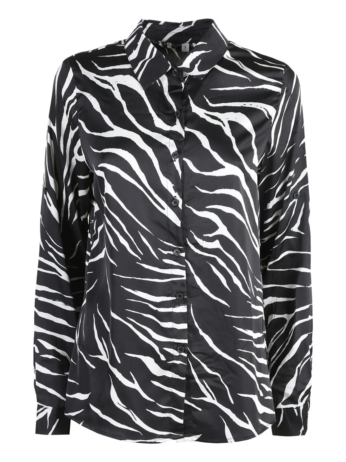 Solada Camicia donna con stampe bicolore a maniche lunghe - nero