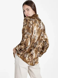 Solada Camicia donna con stampa animalier a maniche lunghe