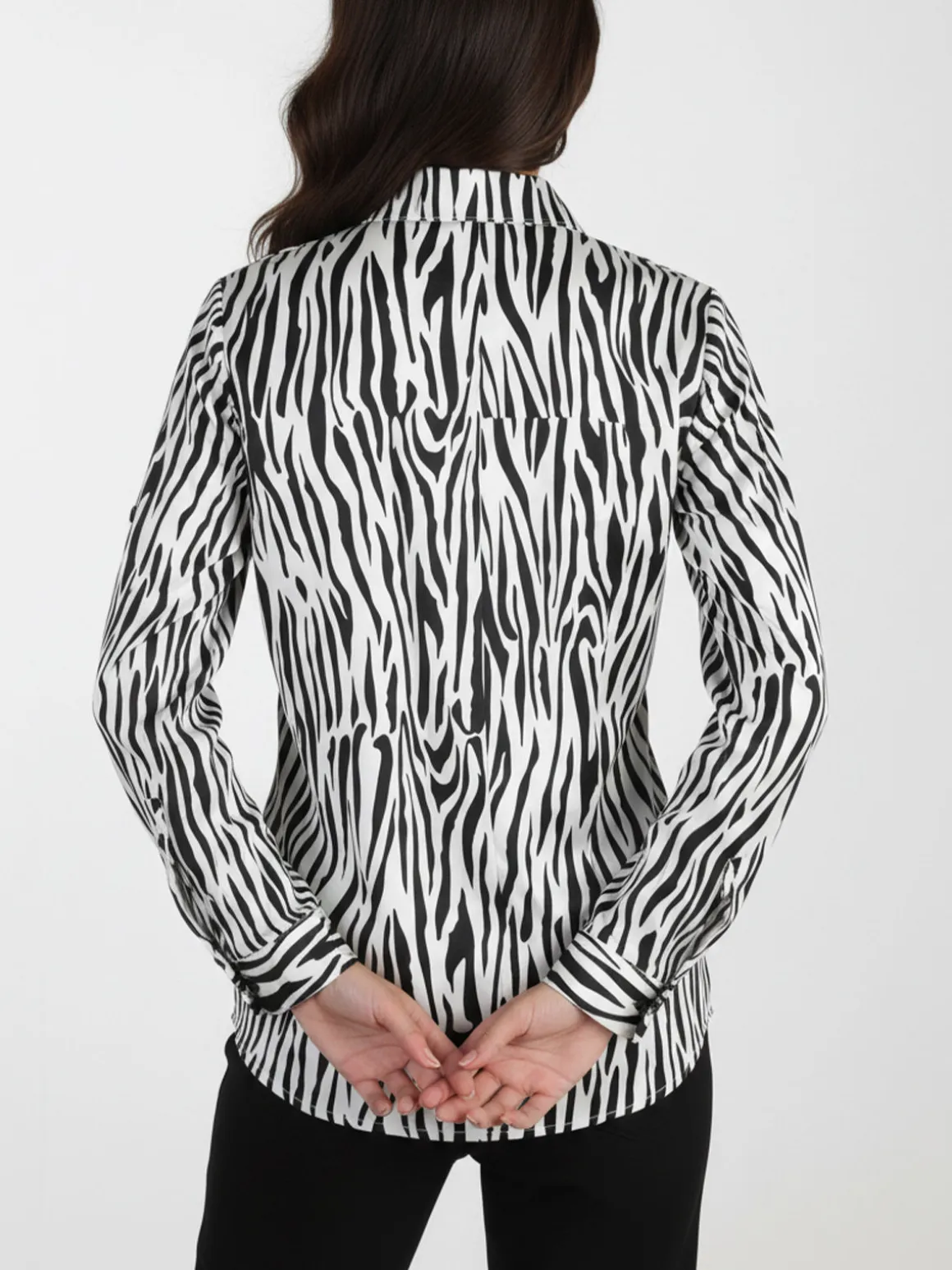Solada Camicia donna con stampe bicolore a maniche lunghe - bianco