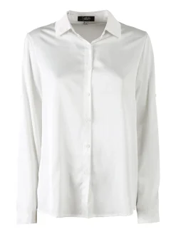 Solada Camicia donna effetto raso a maniche lunghe - bianco