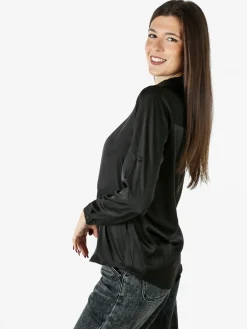 Solada Camicia donna effetto raso a maniche lunghe - nero