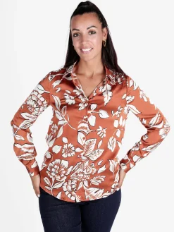 Solada Camicia donna effetto raso con stampa fiorata